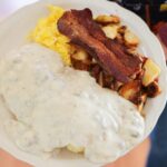 Cherrywood smoked bacon and biscuits and gravy at The Cup Cafe in Reno, NV